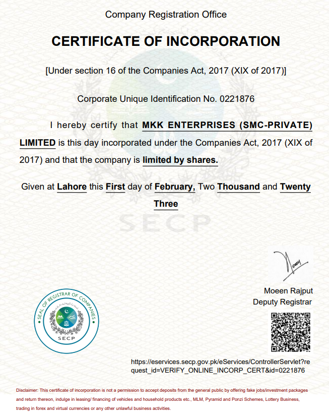 Certificate of Incorporation